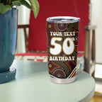 Personalised Aboriginal 50th Birthday Tumbler Cup Indigenous Dot Painting Native Australian Celebration