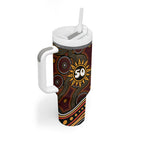 Personalised Aboriginal 50th Birthday Tumbler With Handle Indigenous Dot Painting Native Australian Celebration