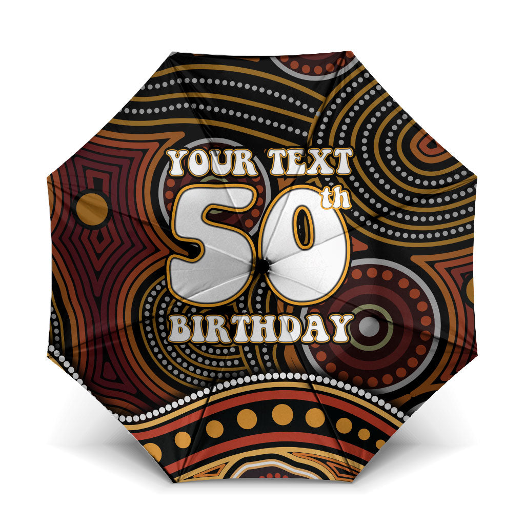 Personalised Aboriginal 50th Birthday Umbrella Indigenous Dot Painting Native Australian Celebration
