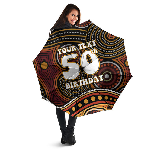 Personalised Aboriginal 50th Birthday Umbrella Indigenous Dot Painting Native Australian Celebration