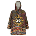 Personalised Aboriginal 50th Birthday Wearable Blanket Hoodie Indigenous Dot Painting Native Australian Celebration
