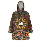 Personalised Aboriginal 50th Birthday Wearable Blanket Hoodie Indigenous Dot Painting Native Australian Celebration