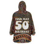 Personalised Aboriginal 50th Birthday Wearable Blanket Hoodie Indigenous Dot Painting Native Australian Celebration