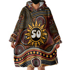 Personalised Aboriginal 50th Birthday Wearable Blanket Hoodie Indigenous Dot Painting Native Australian Celebration