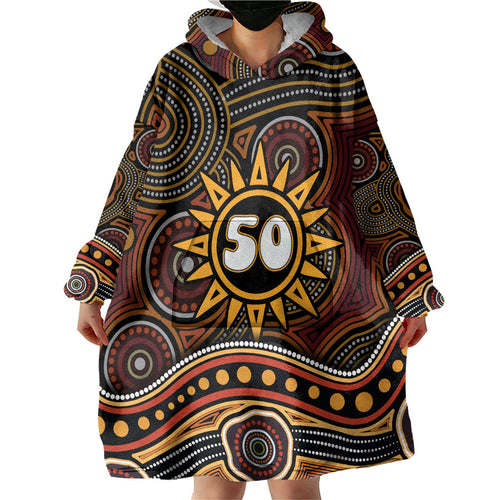 Personalised Aboriginal 50th Birthday Wearable Blanket Hoodie Indigenous Dot Painting Native Australian Celebration