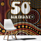 Personalised Aboriginal 50th Birthday Window Curtain Indigenous Dot Painting Native Australian Celebration