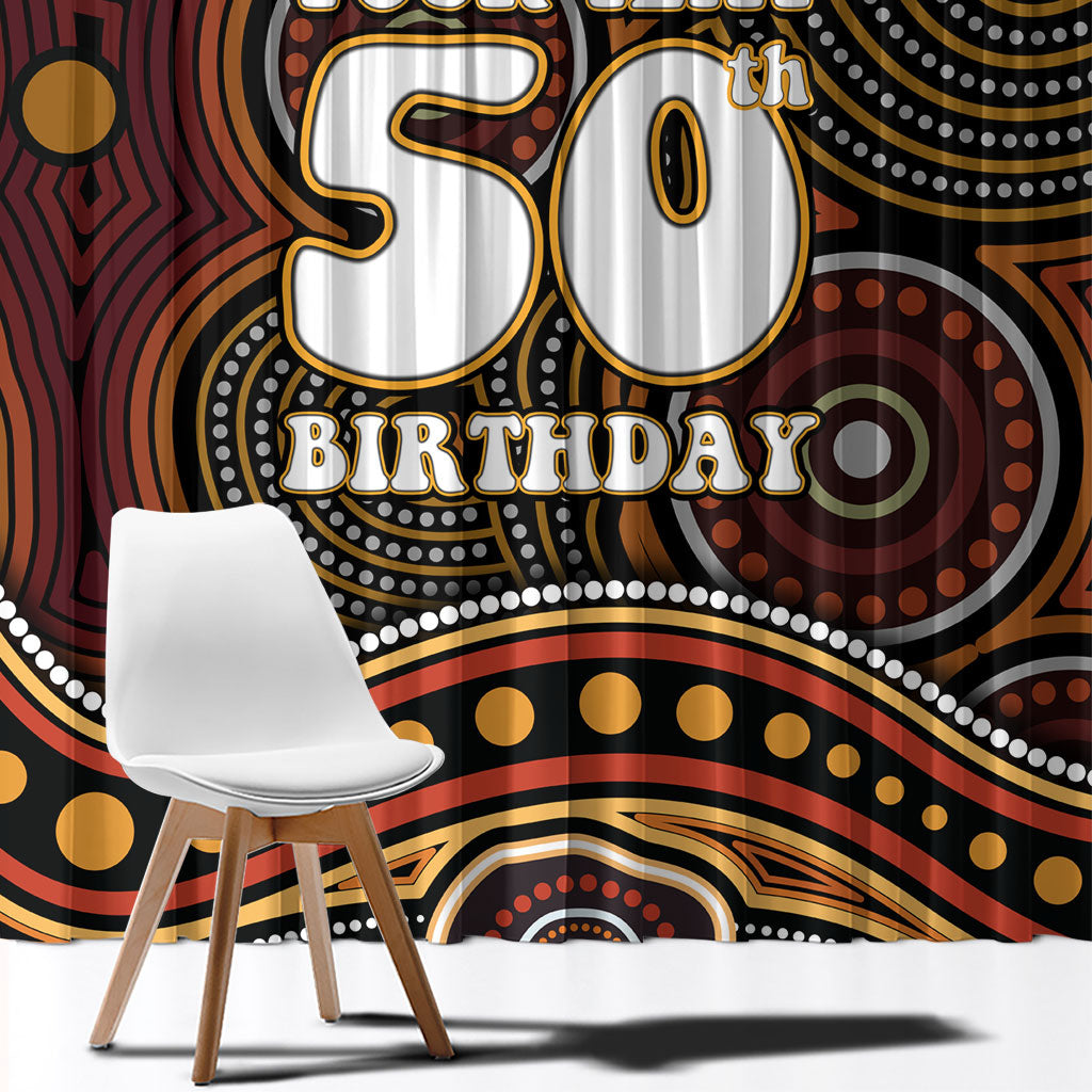 Personalised Aboriginal 50th Birthday Window Curtain Indigenous Dot Painting Native Australian Celebration