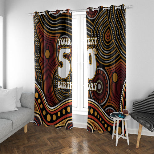 Personalised Aboriginal 50th Birthday Window Curtain Indigenous Dot Painting Native Australian Celebration
