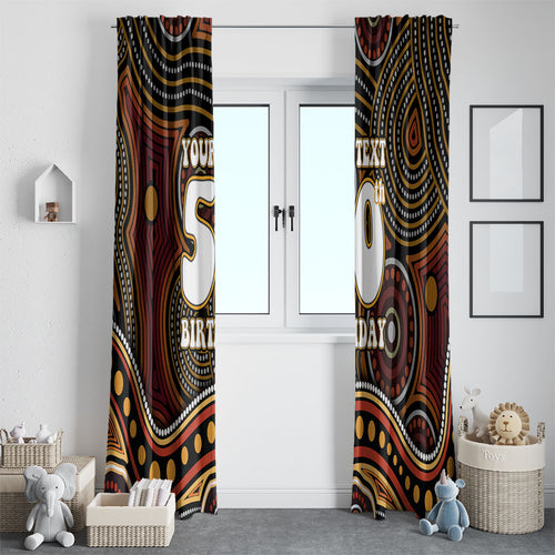 Personalised Aboriginal 50th Birthday Window Curtain Indigenous Dot Painting Native Australian Celebration