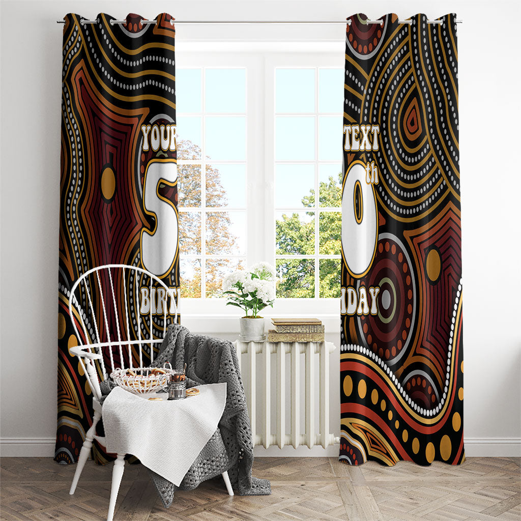 Personalised Aboriginal 50th Birthday Window Curtain Indigenous Dot Painting Native Australian Celebration