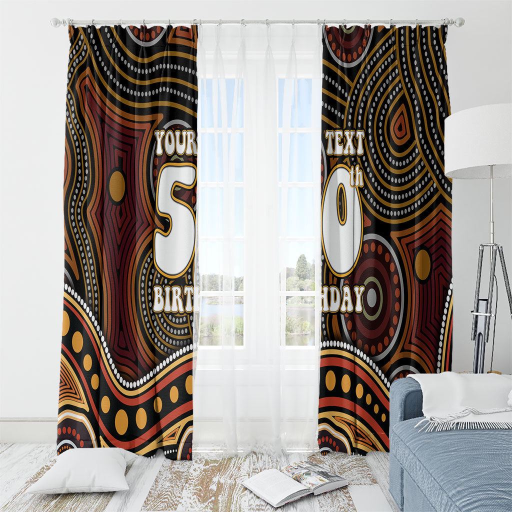 Personalised Aboriginal 50th Birthday Window Curtain Indigenous Dot Painting Native Australian Celebration