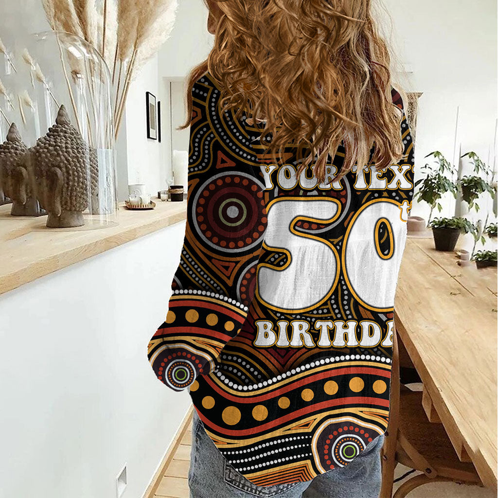 Personalised Aboriginal 50th Birthday Women Casual Shirt Indigenous Dot Painting Native Australian Celebration