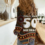 Personalised Aboriginal 50th Birthday Women Casual Shirt Indigenous Dot Painting Native Australian Celebration