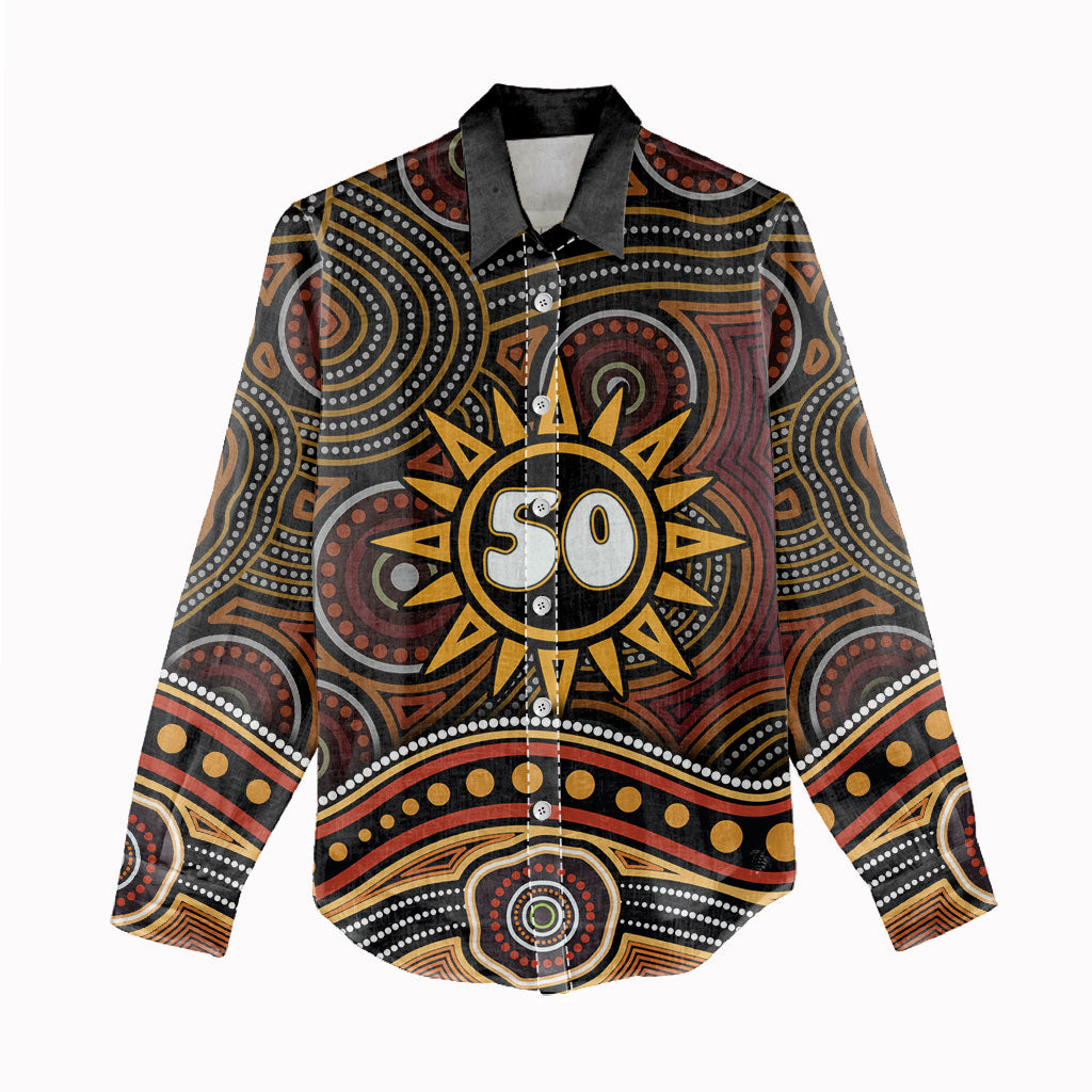 Personalised Aboriginal 50th Birthday Women Casual Shirt Indigenous Dot Painting Native Australian Celebration