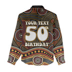 Personalised Aboriginal 50th Birthday Women Casual Shirt Indigenous Dot Painting Native Australian Celebration