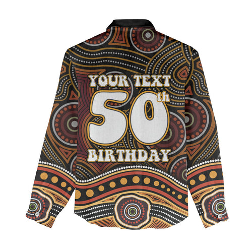 Personalised Aboriginal 50th Birthday Women Casual Shirt Indigenous Dot Painting Native Australian Celebration