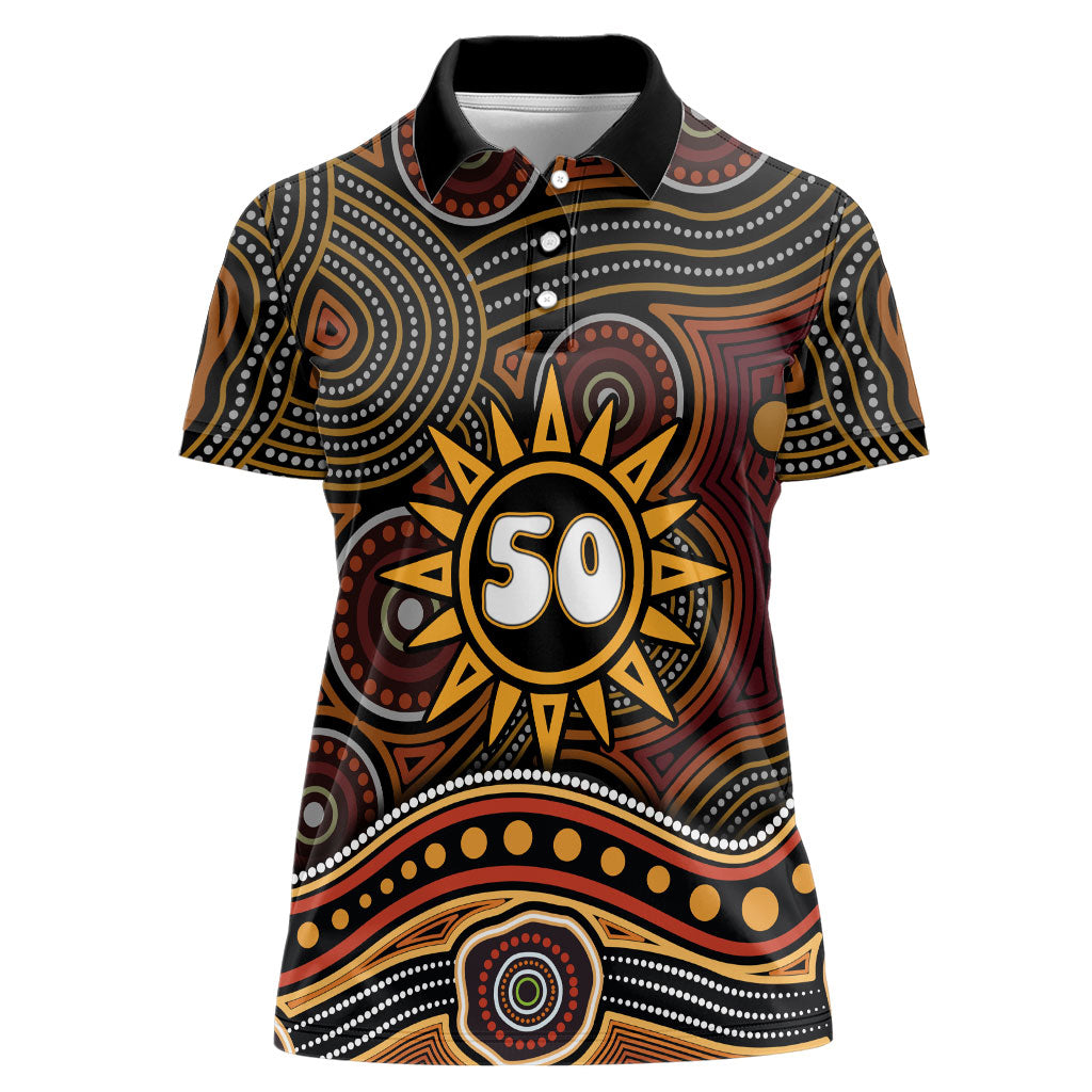 Personalised Aboriginal 50th Birthday Women Polo Shirt Indigenous Dot Painting Native Australian Celebration