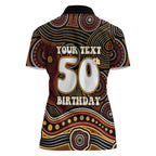 Personalised Aboriginal 50th Birthday Women Polo Shirt Indigenous Dot Painting Native Australian Celebration
