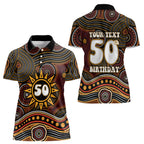 Personalised Aboriginal 50th Birthday Women Polo Shirt Indigenous Dot Painting Native Australian Celebration