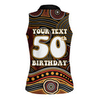 Personalised Aboriginal 50th Birthday Women Sleeveless Polo Shirt Indigenous Dot Painting Native Australian Celebration