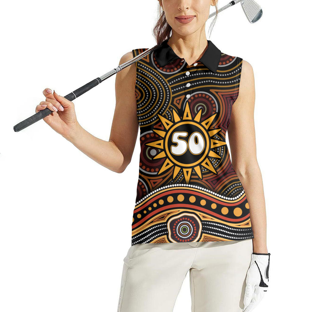 Personalised Aboriginal 50th Birthday Women Sleeveless Polo Shirt Indigenous Dot Painting Native Australian Celebration
