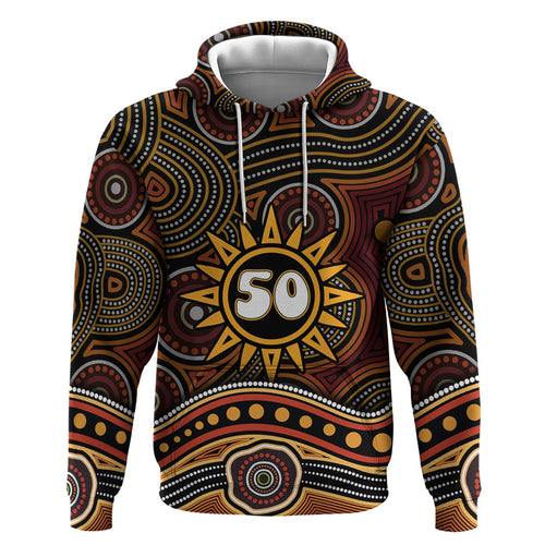 Personalised Aboriginal 50th Birthday Zip Hoodie Indigenous Dot Painting Native Australian Celebration