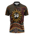 Personalised Aboriginal 50th Birthday Zipper Polo Shirt Indigenous Dot Painting Native Australian Celebration