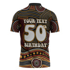 Personalised Aboriginal 50th Birthday Zipper Polo Shirt Indigenous Dot Painting Native Australian Celebration