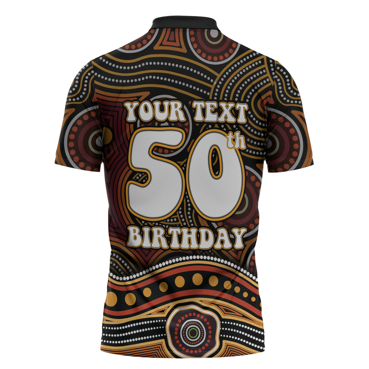 Personalised Aboriginal 50th Birthday Zipper Polo Shirt Indigenous Dot Painting Native Australian Celebration