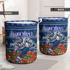 Personalized Geelong Cats Football Christmas Laundry Basket Australian Football Mascot - Ugly Xmas Pattern Festive