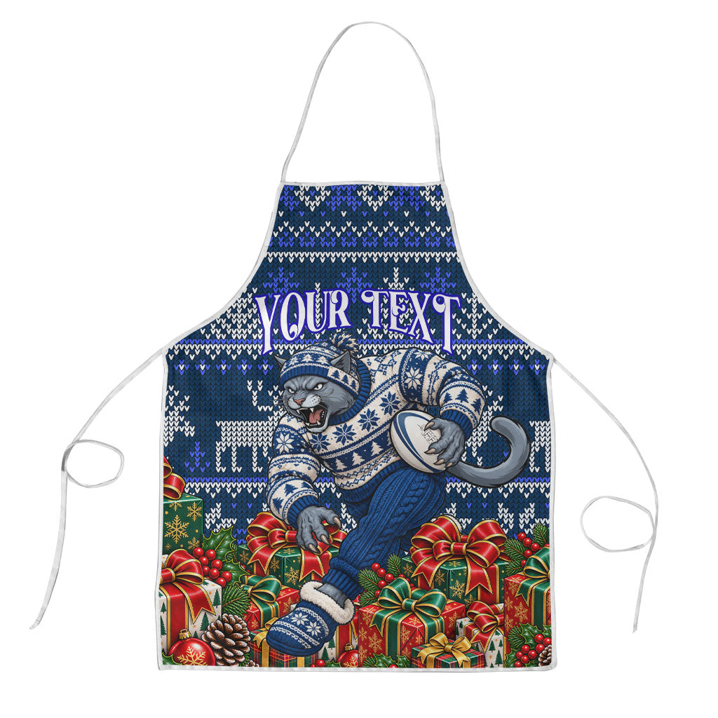 Personalized Geelong Cats Football Christmas Apron Australian Football Mascot - Ugly Xmas Pattern Festive