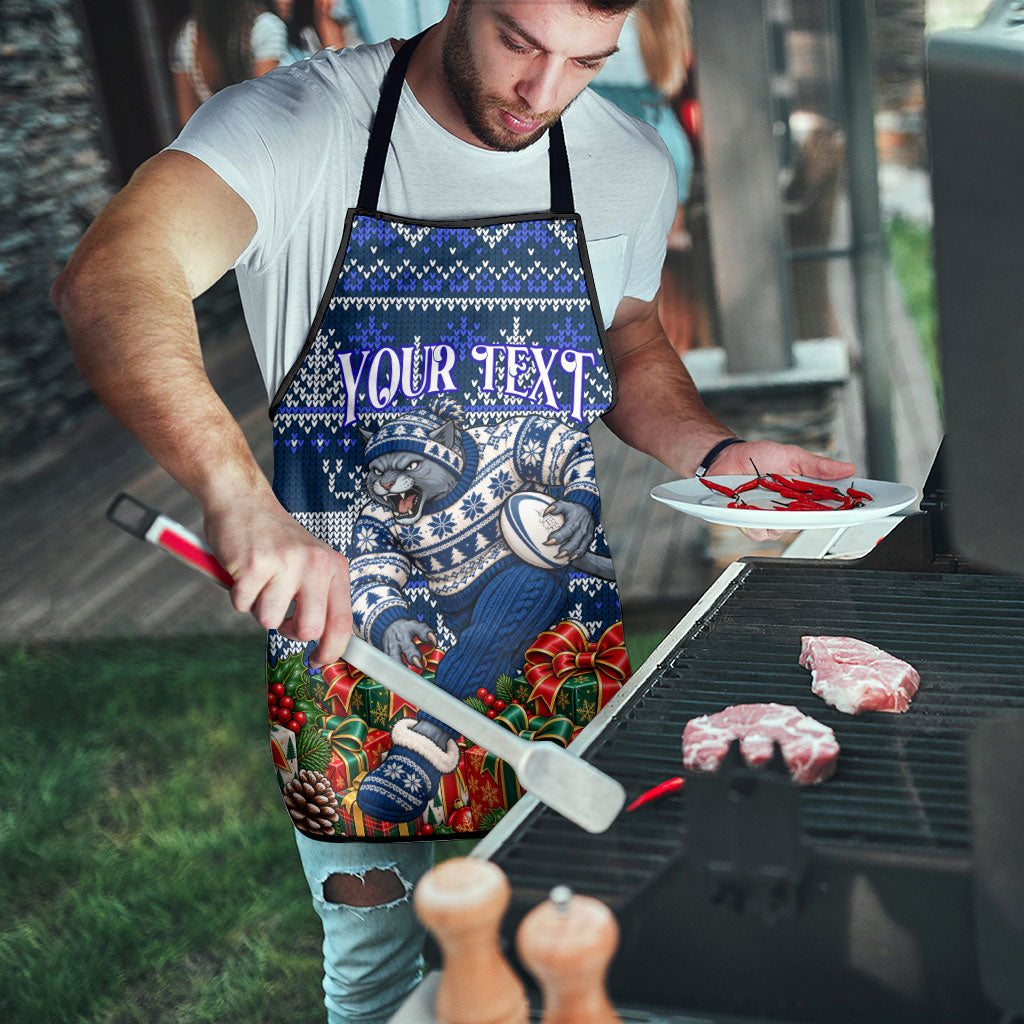 Personalized Geelong Cats Football Christmas Apron Australian Football Mascot - Ugly Xmas Pattern Festive