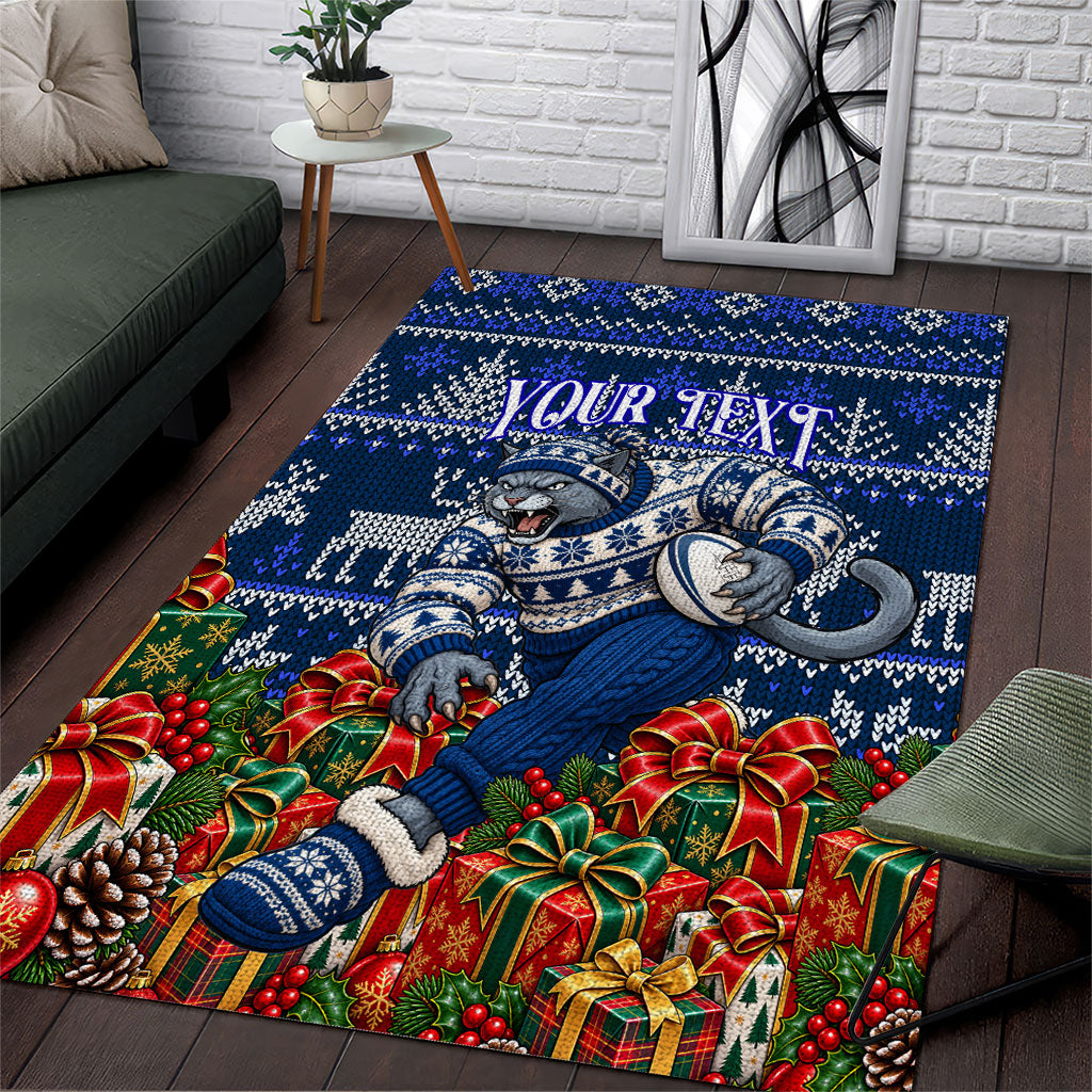 Personalized Geelong Cats Football Christmas Area Rug Australian Football Mascot - Ugly Xmas Pattern Festive