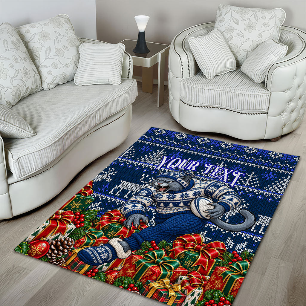 Personalized Geelong Cats Football Christmas Area Rug Australian Football Mascot - Ugly Xmas Pattern Festive