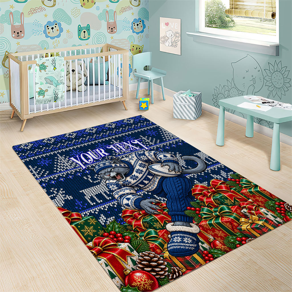Personalized Geelong Cats Football Christmas Area Rug Australian Football Mascot - Ugly Xmas Pattern Festive
