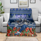 Personalized Geelong Cats Football Christmas Blanket Australian Football Mascot - Ugly Xmas Pattern Festive