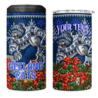 Personalized Geelong Cats Football Christmas 4 in 1 Can Cooler Tumbler Australian Football Mascot - Ugly Xmas Pattern Festive