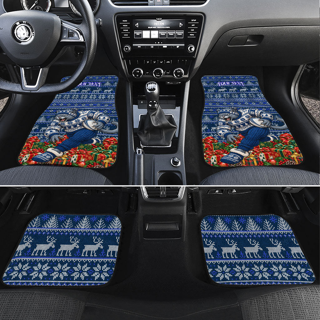 Personalized Geelong Cats Football Christmas Car Mats Australian Football Mascot - Ugly Xmas Pattern Festive
