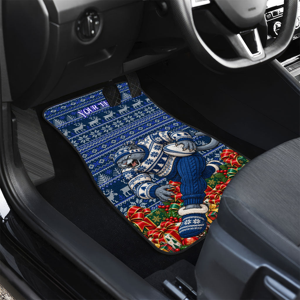 Personalized Geelong Cats Football Christmas Car Mats Australian Football Mascot - Ugly Xmas Pattern Festive