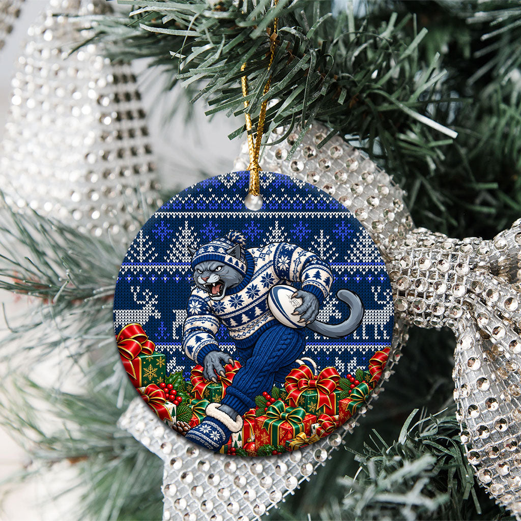 Geelong Cats Football Christmas Ceramic Ornament Australian Football Mascot - Ugly Xmas Pattern Festive