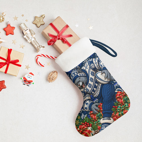 Geelong Cats Football Christmas Stocking Australian Football Mascot - Ugly Xmas Pattern Festive