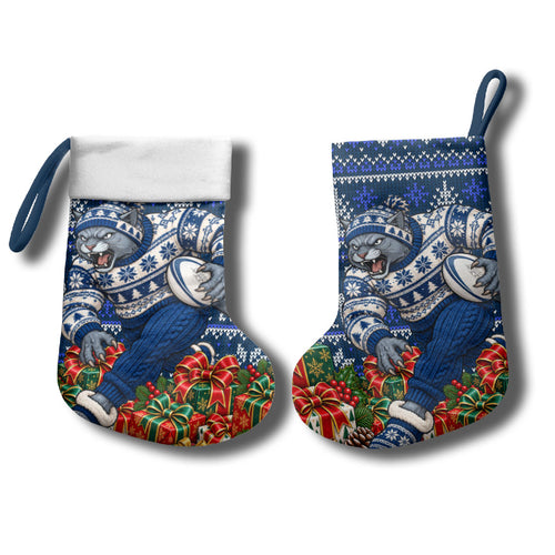 Geelong Cats Football Christmas Stocking Australian Football Mascot - Ugly Xmas Pattern Festive