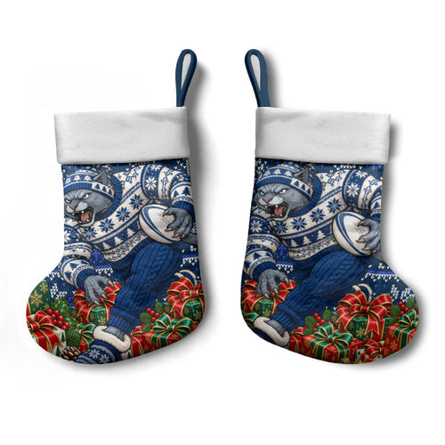 Geelong Cats Football Christmas Stocking Australian Football Mascot - Ugly Xmas Pattern Festive