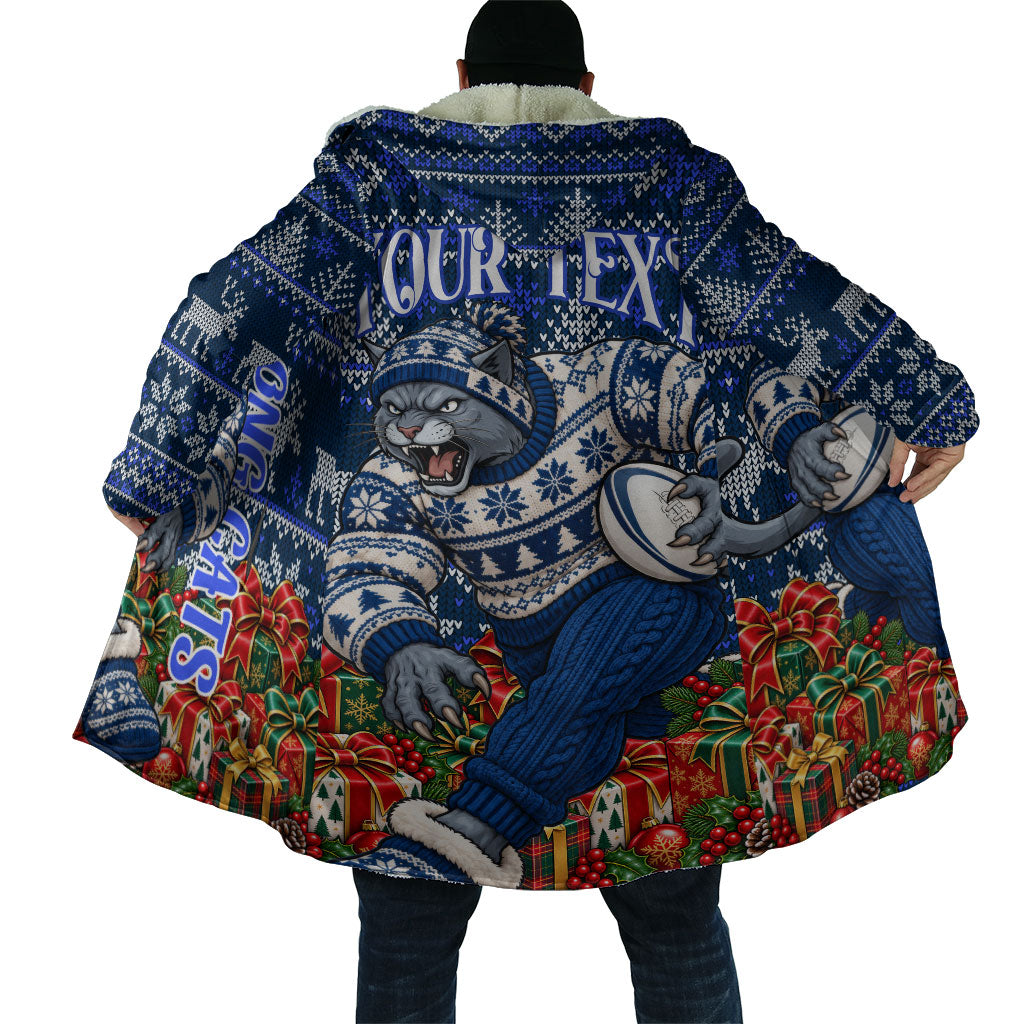 Personalized Geelong Cats Football Christmas Cloak Australian Football Mascot - Ugly Xmas Pattern Festive
