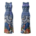 Personalized Geelong Cats Football Christmas Couples Matching Tank Maxi Dress and Hawaiian Shirt Australian Football Mascot - Ugly Xmas Pattern Festive