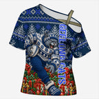 Personalized Geelong Cats Football Christmas Cross Shoulder Shirt Australian Football Mascot - Ugly Xmas Pattern Festive