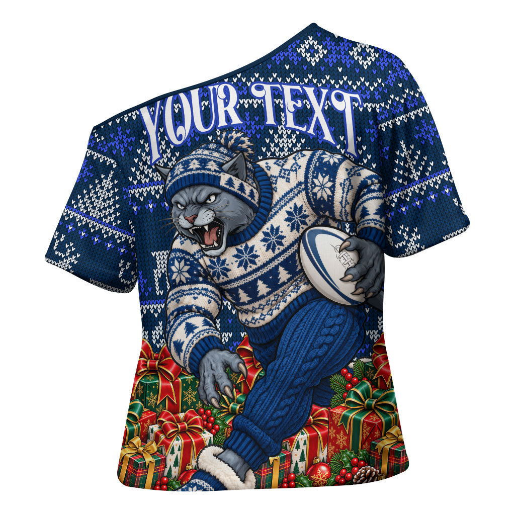 Personalized Geelong Cats Football Christmas Cross Shoulder Shirt Australian Football Mascot - Ugly Xmas Pattern Festive