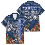 Personalized Geelong Cats Football Christmas Family Matching Off Shoulder Maxi Dress and Hawaiian Shirt Australian Football Mascot - Ugly Xmas Pattern Festive