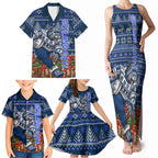Personalized Geelong Cats Football Christmas Family Matching Tank Maxi Dress and Hawaiian Shirt Australian Football Mascot - Ugly Xmas Pattern Festive