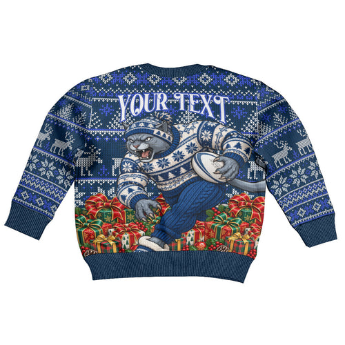Personalized Geelong Cats Football Christmas Kid Ugly Christmas Sweater Australian Football Mascot - Ugly Xmas Pattern Festive